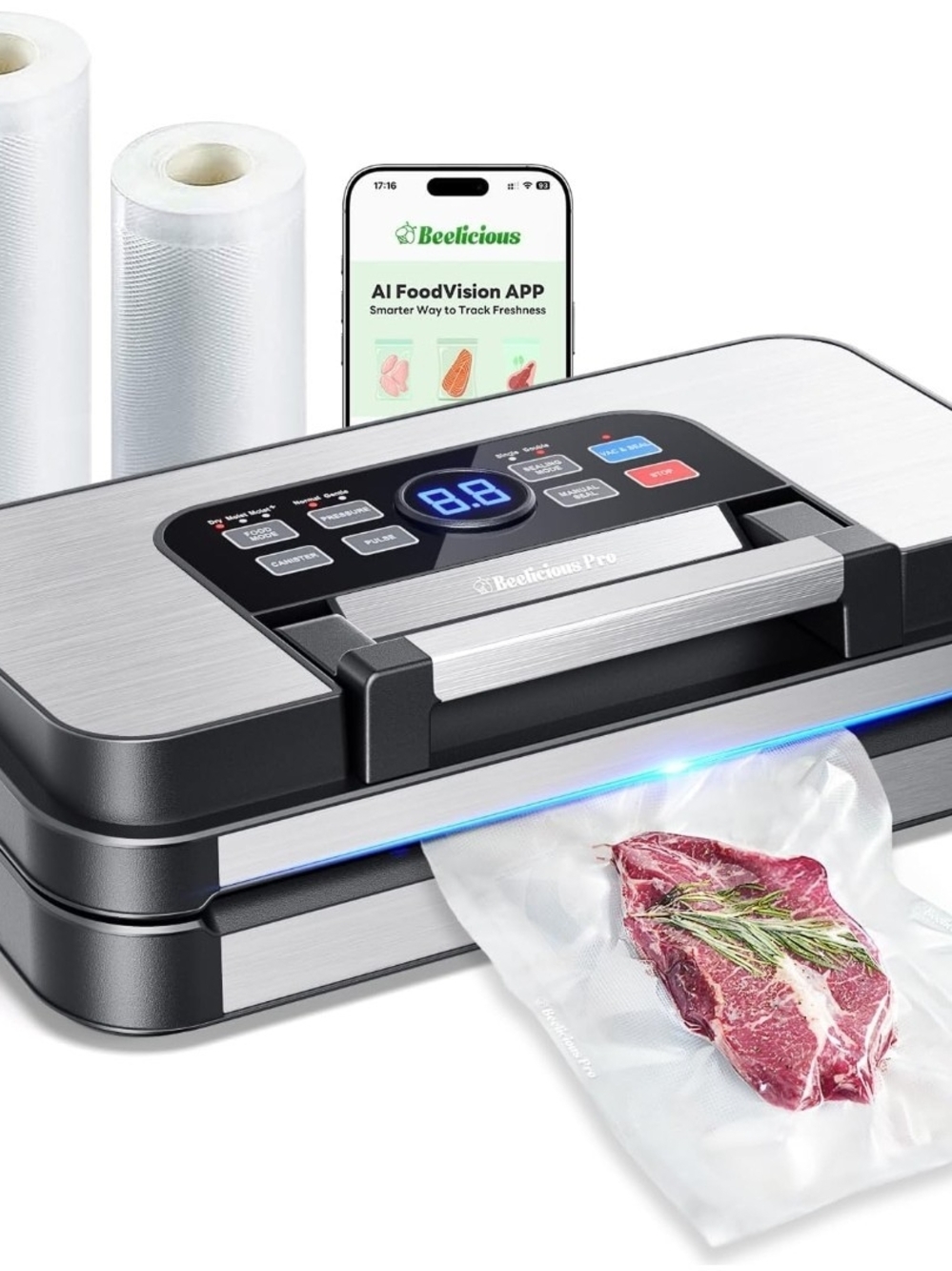Beelicious Pro Vacuum Sealer Machine - Silver & Black